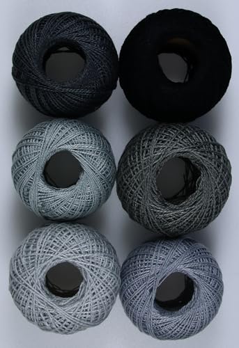 KCS Mercerized Pearl Cotton Thread Size 8 Crochet Needlework Embroidery Threads Ball (6, 02) - color: 02