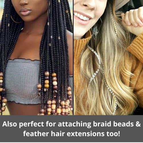 5 Wooden Hair Extensions Loop Needle Threader Wire Pulling Hook Tool for silicone microlink beads and feathers, Set of 5 for hair or feather extensions (5 Hooks)