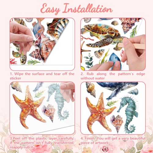 Peacoblue Undersea World Rub On Transfers for Furniture Craft 6"x12" - style: Undersea World
