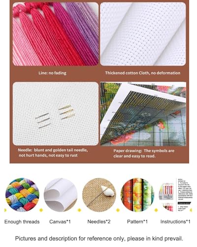 Findvoor Counted Cross Stitch Kits for Adults Full Range of Cross Stitching Embroidery Unprinted Pattern for Beginners, 11CT Needlepoint Cross-Stitch Patterns Embroidery Kits-Magic Tree 18×18 inch - color: ColourSet20