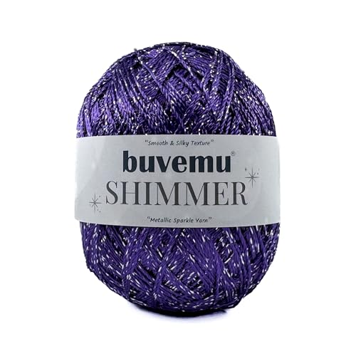 Shimmer Metallic Thread for Crochet, Lace, Embroidery,Purple,Silver Glitter - color: Purple, Silver Glitter, size: 1 Pack