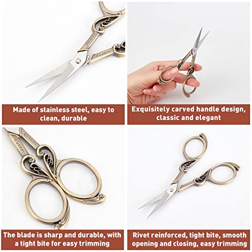 SUNNYCLUE 4.3Inch Stainless Steel Sewing Scissors - Vintage Style Antique Bronze Embroidery Shears for Jewelry, DIY, Papercraft, Crochet, Cross Stitch, Knitting - color: Antique Bronze-1pc-sewing Scissors With Black Cover