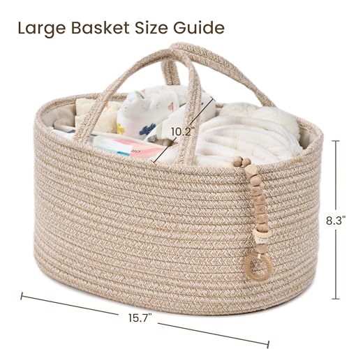 Diaper Caddy Organizer, Gift Basket for Baby Shower, Newborn Essentials - color: Oatmeal, size: Large