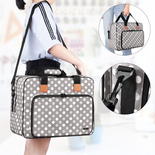 LUXJA Portable Tote Sewing Machine Bag, Gray Dots - color: Gray Dots