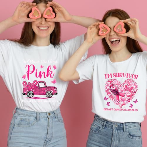 4 Sheets Breast Cancer Awareness Iron on Patches Pink Ribbon Heat Transfer Vinyl Decals Breast Cancer Iron on Transfer Stickers Women Car Design DTF Transfer Ready to Press for T-Shirt Hat Clothes - color: F