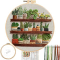 FONNUY Green Plant Embroidery Kit, Petite Potted Plants Patterns, Cross Stitch Kits for Adults and Beginners, Handmade Crafts with Printed Pattern Set, Thread Needlework, 8'' Hoop (Greeen A02) - color: Greeen A02