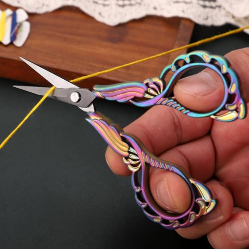 YOUGUOM Embroidery Scissors with Cover, Sewing Crafting Shears - color: Rainbow