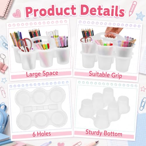 gisgfim 6 Pack Classroom Caddy Organizer with Handle, 6 Compartments, Clear - color: Clear