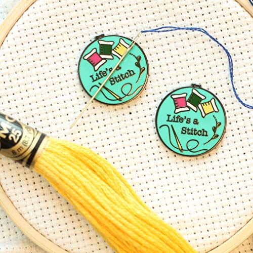 Life's a Stitch Embroidery Hoop Enamel Needle Minder