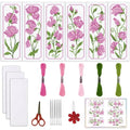 ORIGACH 6 Set Pea Flower Cross Stitch Bookmark Kit for Beginner - style: Pea Flower