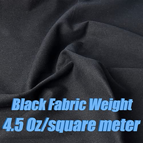 2 Yard Black Cotton Fabric,Natural Cotton Poplin Fabric by The Yard, 59 Inches Wide 100% Cotton Fabric,Soft Embroidery Muslin Quilting Material for Sewing Material Apparel Cloth - color: Black, size: 2 Yards