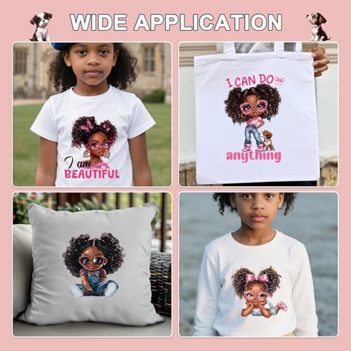 DTF Transfers Ready to Press - 20Pcs Black Little Girl Iron on Transfers for Tshirts, Chibi Afro Girl Iron on Decals Patches, Afican American Young Princess Sublimation for DIY Clothes Jeans - color: Black Little Girl670