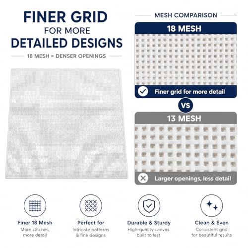 Needlepoint Canvas, 20" X 18", 18-mesh White Needlepoint Canvas Embroidery Blank White Cotton - color: White 18-mesh