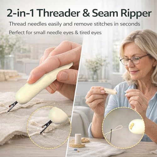 Pop-Up Needle Box Magnetic Needle Case, Sewing Needles Dispenser with 18Pcs Sewing Needles 3 Sizes and 2-in-1 Seam Ripper and Threader, Compact Sewing Kit Portable Basic DIY Home Repair - color: Yellow