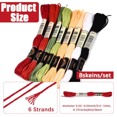 8 Skeins 70 Yards Christmas Embroidery Floss for Hand Sewing - color: Christmas Color, size: 70 Yards