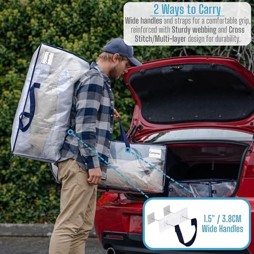 VENO 20 Pack Heavy Duty Moving Bags with Backpack Straps, Zippers & Handles, Extra Large Packing Bags for College Dorm Essentials, Moving Supplies Alternative to Cardboard Moving Boxes - color: Clear, size: 20 Pack