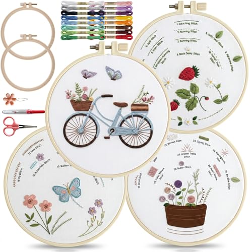 Embroidery Kit - Cross Stitch Kits for Adults and Begginers - Needlepoint Kits for Adults with Yarn and Threads Bundle by Two Hearts by Numbers