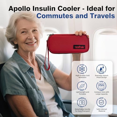 apollo walker Insulin Cooler Travel Case with Ice Packs and Insulation - color: Red, size: Small