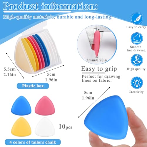 IMZAY 10 Pcs Triangle Tailors Chalk Set, Fabric Marking Chalk for Sewing