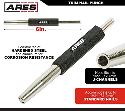 ARES 10115 – 6-Inch Trim Nail Punch – Black Nail Punch Drives Trim Nails While Protecting Finish and Hands – for Use with Trim Nails Up to 1-1/4-Inch (31.2mm) - size: 6-Inch Trim Nail Punch
