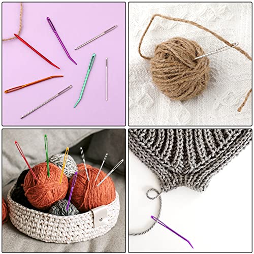 16pcs Large-Eye Blunt Needle, Plastic Bent Tapestry Needle, Stainless Steel Yarn Knitting Needles Sewing Needles Wool Needle Hand Knitting Needle Sewing Knitting Needle for Crochet Projects (2 Styles)