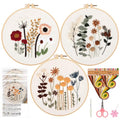 Herdiese Embroidery Kit for Beginners & Adults, 3 Floral Patterns & Hoop - color: Flower-E (3 Pack)