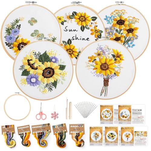 wtisan 5 Pack Embroidery kit for Beginners Adults DIY Starter Kit - color: KIT 03