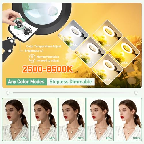 Magnifying Glass with Light, Overhead Knob Magnifier Lamp 12X 30X - size: 12X 30X 35in Adjustable Arm