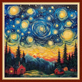 Joyhoor Stamped Cross Stitch Kits for Beginners, Needlepoint Kits for Adults, 11CT Counted Embroidery Kits-Van Gogh Starry Sky 18x18 inchs - color: Artstyle05