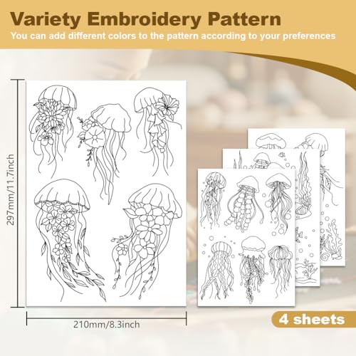 16Pcs Jellyfish Seagrass Water Soluble Hand Sewing Stabilizers - style: Jellyfish