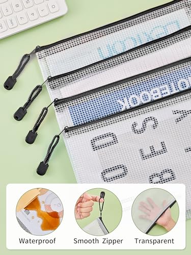 JARLINK A5 Mesh Zipper Pouches, 6x9inch Pencil Pouches for School, 20 Pack - size: A5-20pcs-Black
