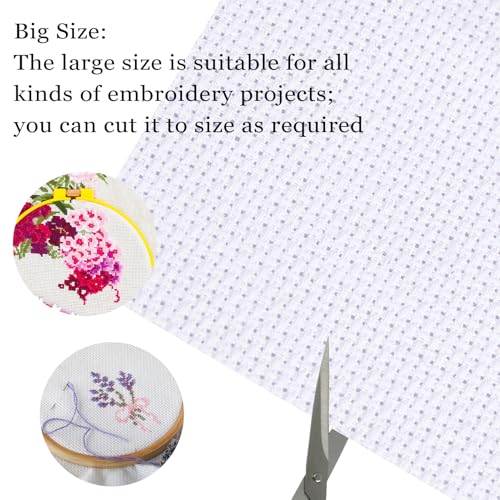 Cross Stitch Fabric 14 Count, 59 by 20 Inch Large Size Cross-Stitch Aida Cloth, Classic Reserve Needlework Fabrics for Embroidery Decoration Crafts DIY
