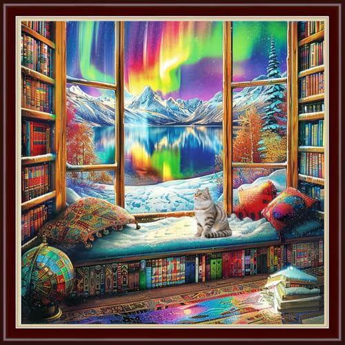 Findvoor Counted Cross Stitch Kits for Adults Full Range of Cross Stitching Embroidery Unprinted Pattern for Beginners, 11CT Needlepoint Cross-Stitch Patterns Embroidery Kits-Aurora scenery 18×18 inch - color: ColourSet10