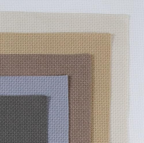 KCS 6 pc of 15" x 18" (38cmx45cm) Counted Cotton Aida Cloth Cross Stitch Fabric Rolled Box (18CT-F) - color: 18ct-f