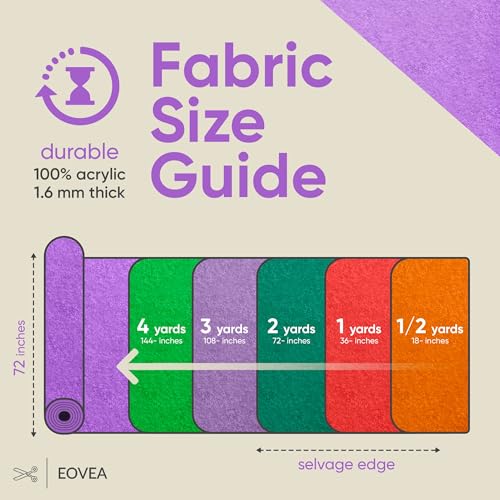 EOVEA | Acrylic Felt Fabric by The Yard | 72" Wide | 1.6mm Thick | Soft & Durable Non-Fraying Felt | for DIY Crafts, Sewing, Upholstery, Costumes & Padding(Lavender, 1 Yards) - color: Lavender, size: 1 Yard