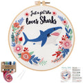 Louise Maelys Cartoon Shark Embroidery Kit for Beginners, DIY Stitching - color: Cartoon Shark