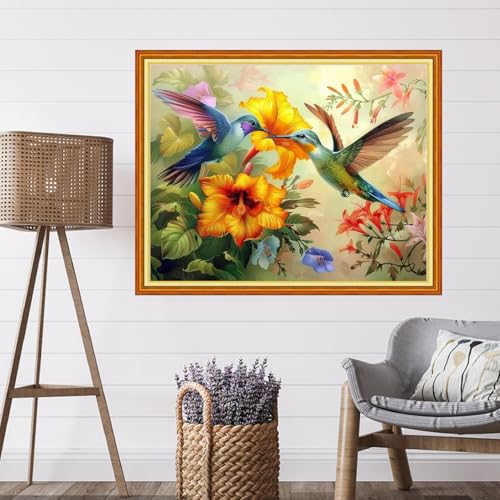 Artvxeay Stamped Cross Stitch Kits - Embroidery Kits for Beginners Cross Stitch Kits for Adults 11 CT Printed Patterns Needlepoint Kits- Hummingbirds Collect Honey 16x20 inch - color: Hummingbirds Collect Honey 16x20 inch