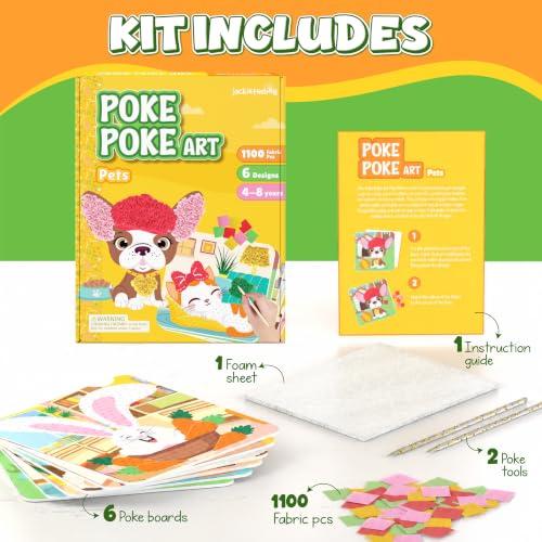 jackinthebox Poke Art Pets Crafts Kits for Children, Gifts Toys, Ages 4-8 - style: Pets