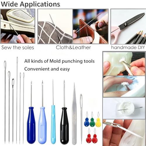TYMKLMZG 17PCS Big Hole Long Needle for Silicone Taper molds,Hook Punch Needle, Candle Tool Inserting Wick,Awl for Candle Making,Long Needle to Poke Hole in Silicone Mold - color: 17PCS