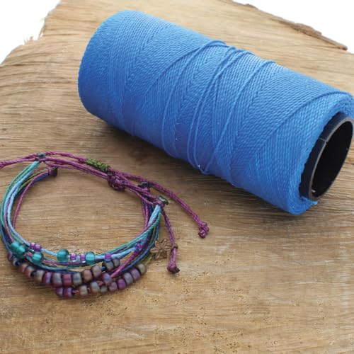 The Beadsmith Knot It Waxed Polyester Cord – Azure Blue Color – 0.7mm Diameter – Light Wax, 144 Meters (472 Feet) Per Spool – Make Jewelry, Macrame, Friendship Bracelets and DIY Crafts - color: Azure Blue
