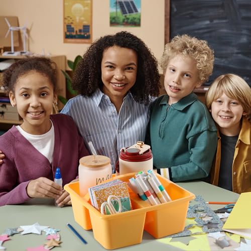 6 Pack Plastic Classroom Organizer Caddy with Handle, Boho - color: Boho