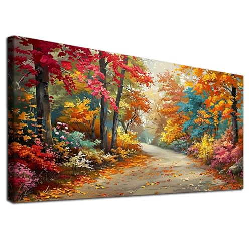 JATOK Diamond Painting Kit for Adults, Autumn Forest, 27.5 x 15.7 in - color: Peach