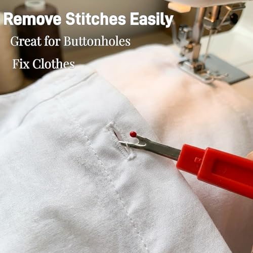 8Pcs Seam Ripper and Thread Snips Set - 2 U-Shaped Sewing Scissors with Covers & 6 Stitch Removers (Large/Small) - Sharp Thread Cutter Tool Kit for Quilting, Embroidery, Needlework & Hems