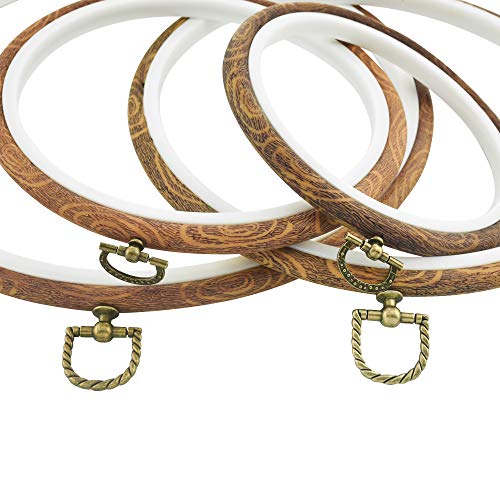 Embroidery Hoop Frames by Celley, Vintage Faux Wood Design, 4 Pcs (5.9 Inches)