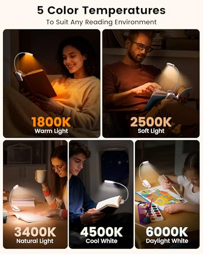 Glocusent 20 LED Reading Lights for Books in Bed, Eye Caring Reading Light - color: Pink, size: Upgraded