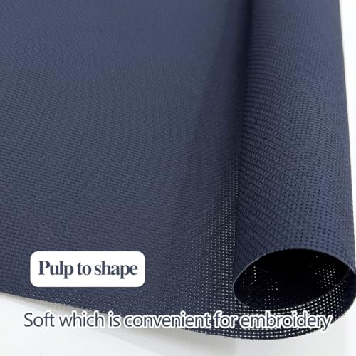14 Count Aida Cloth, Dark Blue Cotton Cross Stitch Fabric, 30 x 39 Inch - color: Dark Blue