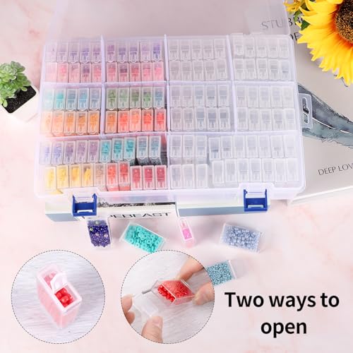 SGHUO Diamond Painting Storage Container 120 Slots Bead Organizer Box Tools - style: 120