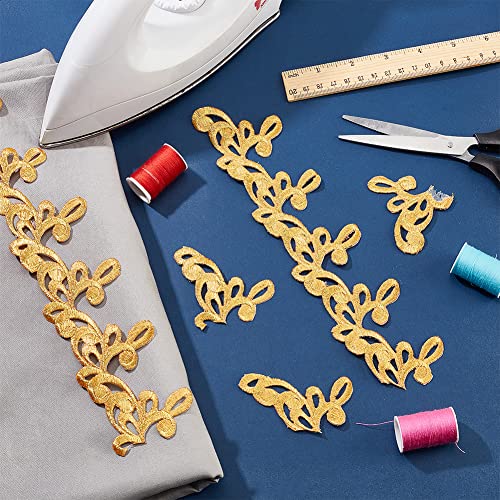 NBEADS 4.37 Yards Gold Embroidery Polyester Ribbons, 2.3 Inch Wide Adhesive Goldenrod Lace Trim Iron on Metallic Flower Lace for Sewing Costumes Gowns Home Decor Garment Accessories - color: 2.3 Inch Gold Ribbons