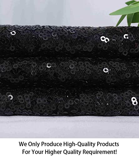 ShiDianYi 3 Feet 1 Yards-Sequin Fabric, by The Yard, Sequin Fabric, Tablecloth, Linen, for Xmas Decor (1 Yards 1PC Black) - color: Black, size: 1 Yard