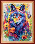Funchey Stamped Cross Stitch Kits, DIY Cross Stitch Pattern for Adults Beginners Needlepoint Kits Embroidery Kit Arts and Crafts 11CT-Colorful Wolf 16x20 inchs - color: HandicraftColor25